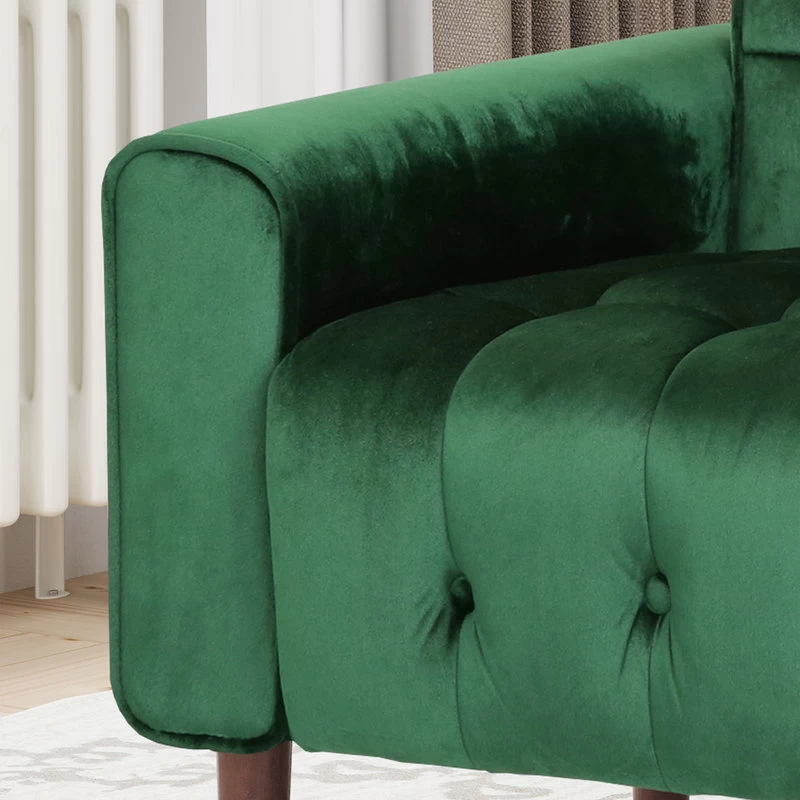 GDF Studio Betsy Modern Button-Tufted Waffle Stitching Velvet Armchair, Emerald - Image 4