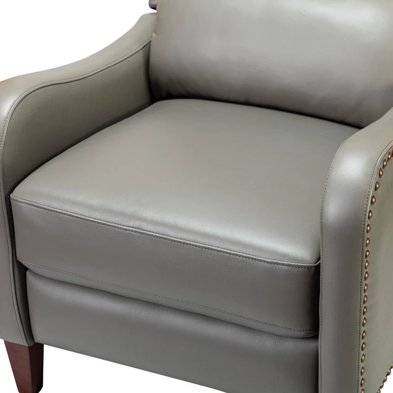 Genuine Leather Cigar Recliner With Wingback, Dove - Image 6