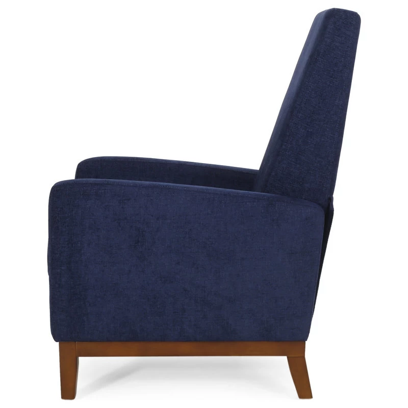 Plevna Fabric Upholstered Pushback Recliner, Navy Blue And Brown - Image 11
