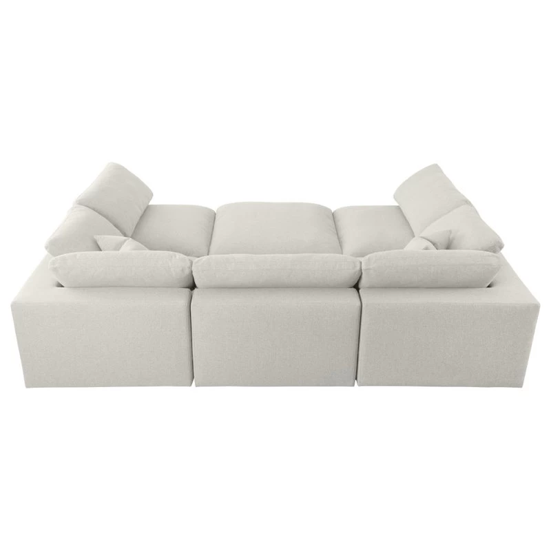Serene Cloud-Like Comfort Modular Sectional, Cream, 5-Seater And 1 Ottoman - Image 5