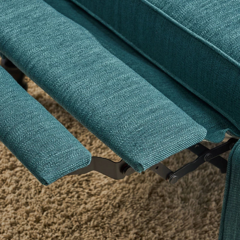 Salome Oversized Tufted Fabric Push Back Recliner, Teal/Dark Brown - Image 4