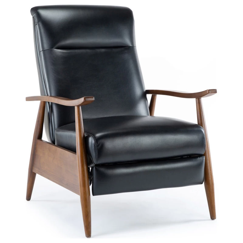 Solaris Wood Arm Push Back Recliner, Black