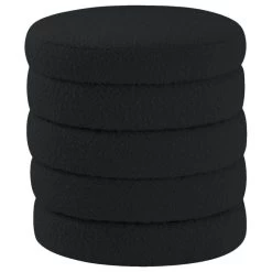 Aphia Boucle Fabric Ottoman, Black, Ottoman, Stool