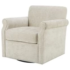 Madison Park Aldrich Armed Lounge Chair With Swivel Base Beige
