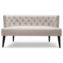 Celine Tufted Settee With Nailhead Accents, Sky Neutral Beige