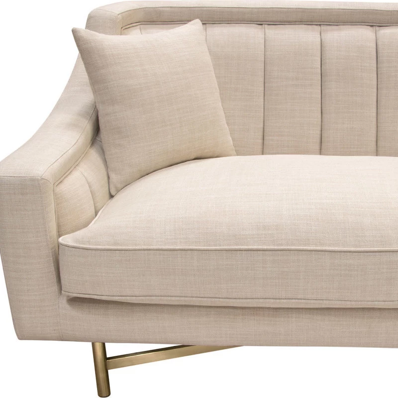 Diamond Sofa Croft Fabric Sofa, Sand Linen Fabric, Gold Metal Criss-Cross Frame - Image 5