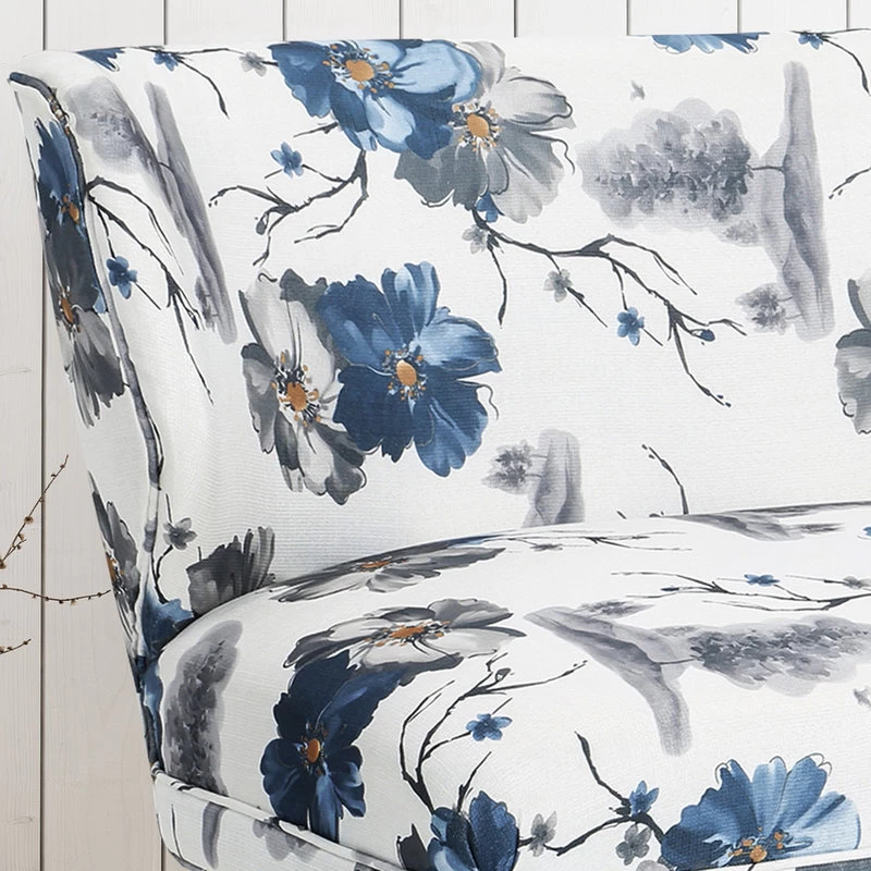 GDF Studio Dumont Modern Farmhouse Fabric Settee, Print/Matte Black - Image 4