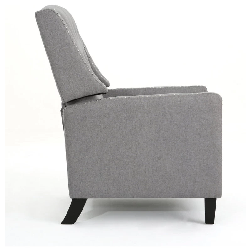 GDF Studio Izaak Tufted Back Fabric Recliner Chair, Light Gray - Image 11