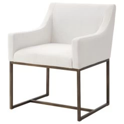 Modrest Basel Off White And Copper Antique Brass Dining Chair