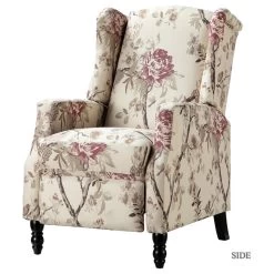 Upholstered Manual Recliner With Wingback, Bird