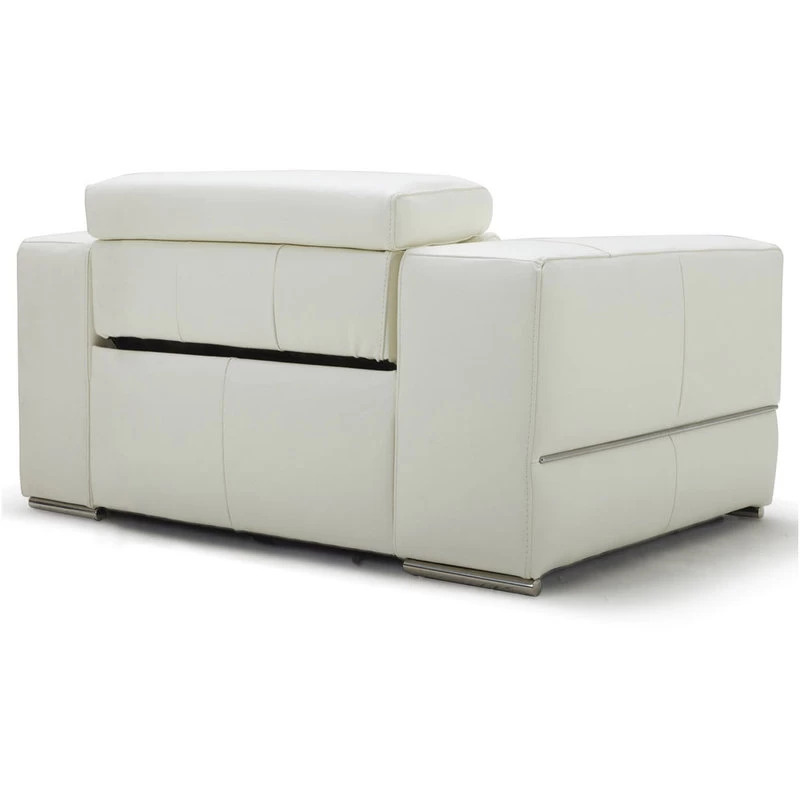 Modern Luxor Reclining Chair With Power Headrests - White Top Grain Leather - Image 5