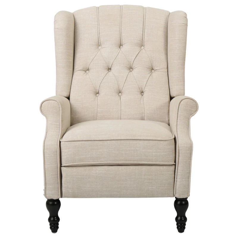 Xanthe Tufted Fabric Recliner, Set Of 2, Beige And Dark Brown - Image 4