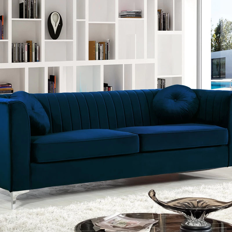 Isabelle Velvet Sofa, Navy - Image 2