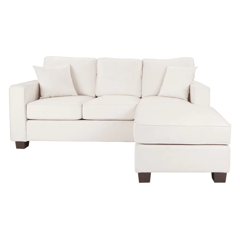 Russell Sectional With Pillows And Coffeeed Legs, Ivory
