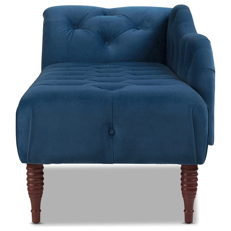 Samuel 66" Tufted Chaise Lounge, Right-Arm Facing, Satin Teal Blue Velvet - Image 5