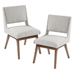The Sevan Dining Chair, Light Gray, Polyester, Set Of 2