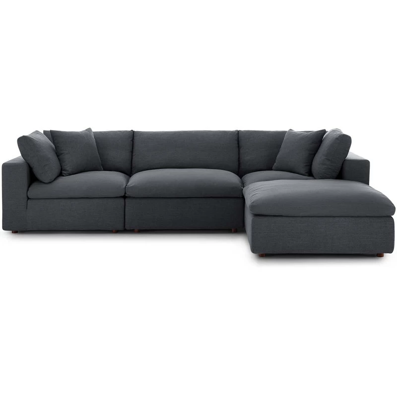 Modway Commix Down Filled 4 Piece Sectional Sofa Set With Gray EEI-3356-GRY - Image 3