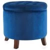 Storage Ottoman With Button Tufted Accents, Navy Blue