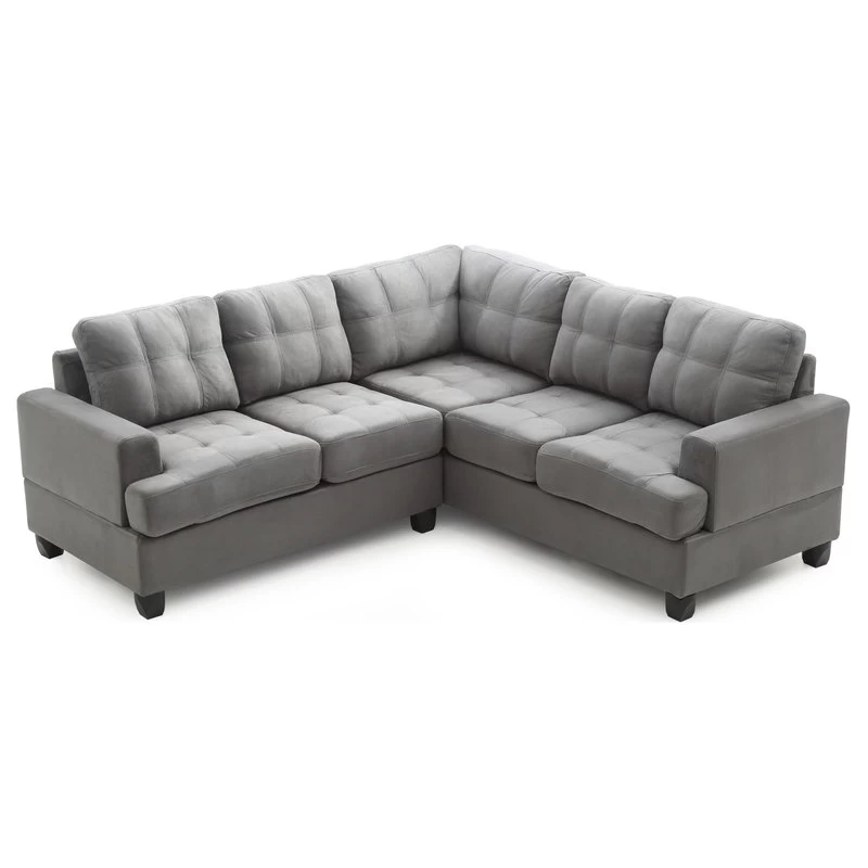 Partington Suede Sectional, Gray - Image 4