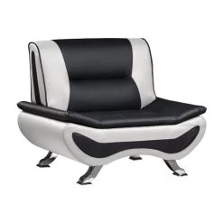 Lexicon Veloce Faux Leather Accent Chair In Black And White