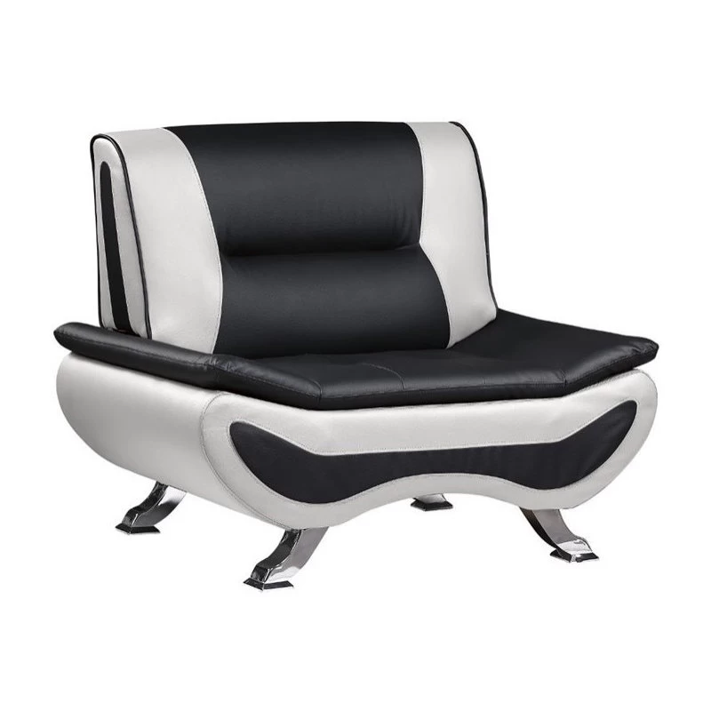 Lexicon Veloce Faux Leather Accent Chair In Black And White