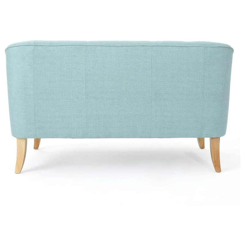 GDF Studio Jasper Mid Century Modern Fabric Loveseat, Light Blue - Image 9