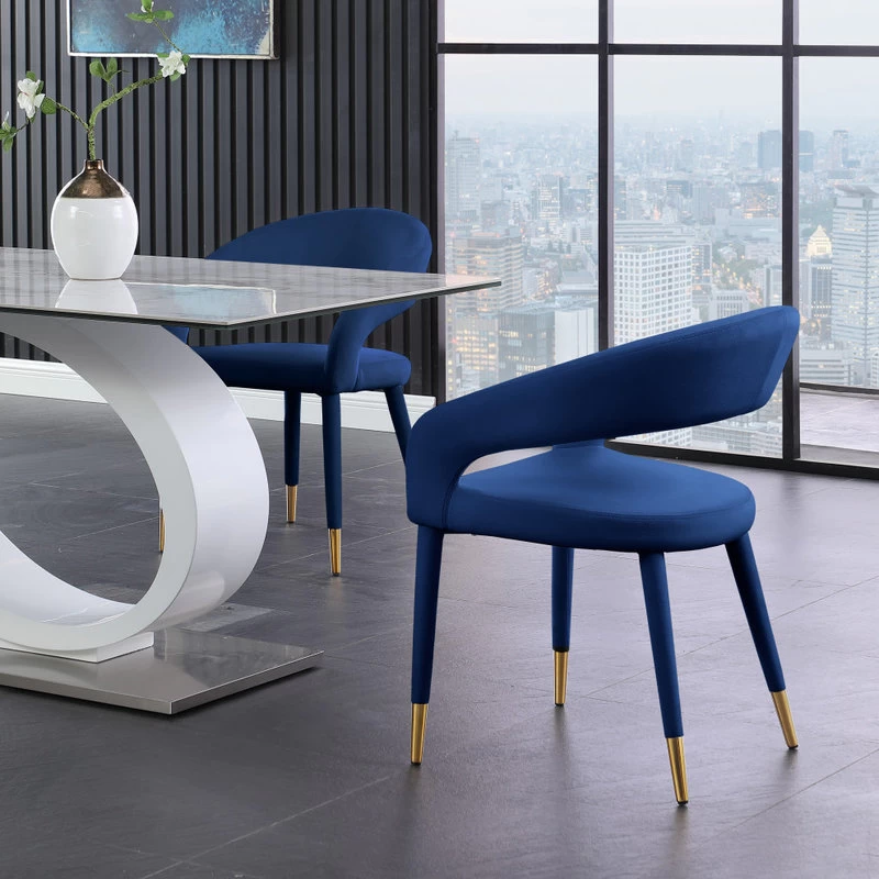 The Prescott Dining Chair, Navy, Velvet - Image 8