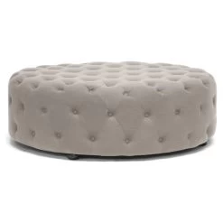 Baxton Studio Cardiff Linen Tufted Ottoman, Beige