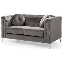 Glory Furniture Pompano Velvet Loveseat In Dark Gray