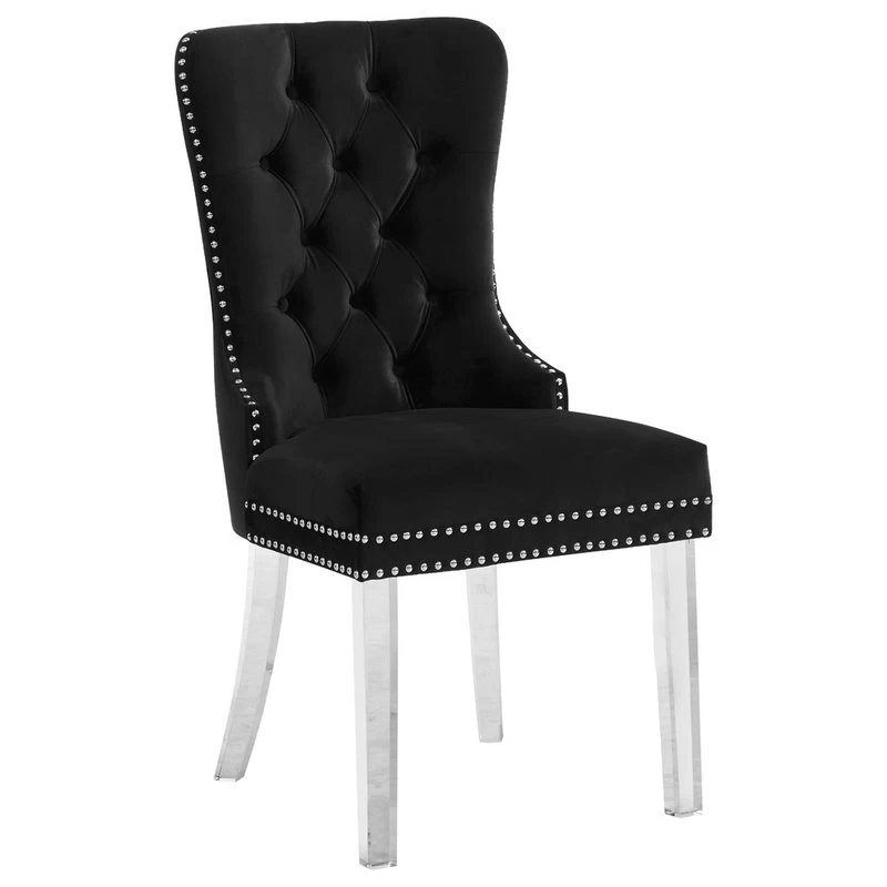 The Dame Dining Chair, Black, Velvet, Set Of 2 - Image 3