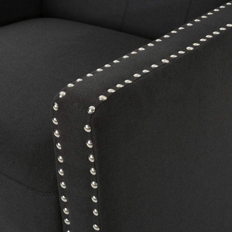 GDF Studio Ingrid Tufted Back Fabric Recliner Chair, Dark Charcoal - Image 9