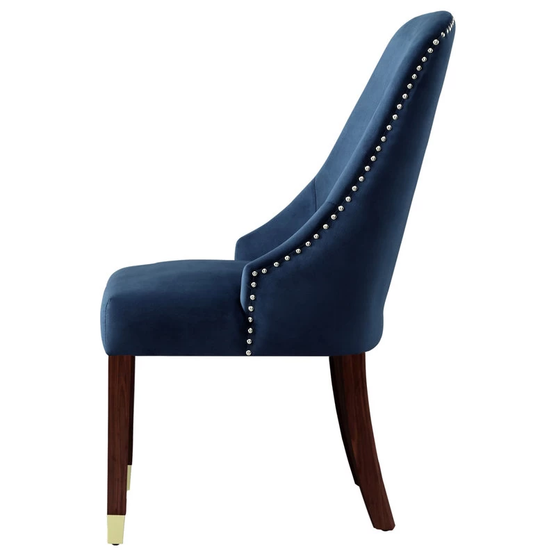 The Grand Dining Chair, Set Of 2, Navy Blue Velvet/Goldtone - Image 5