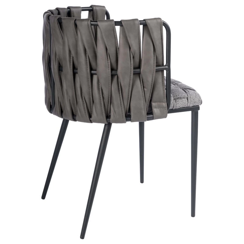 The Eterno Dining Chair, Gray And Black, Fabric And Faux Leather - Image 3