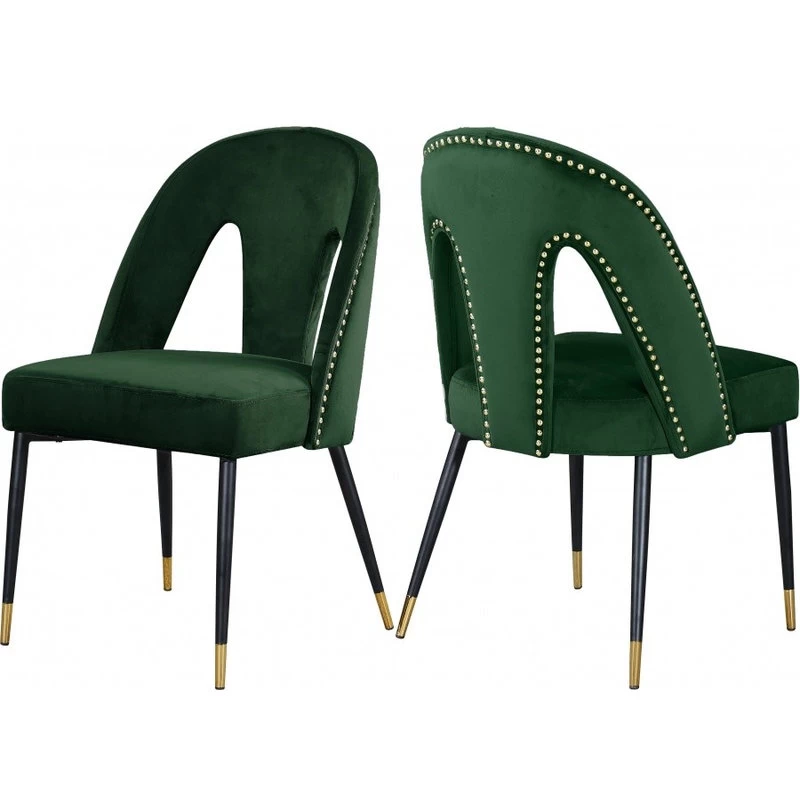 The Roxy Dining Chair, Green, Velvet, Set Of 2