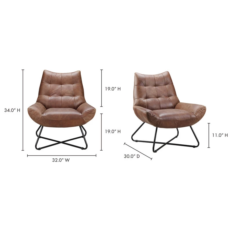 Graduate Lounge Chair Open Road Brown Leather - Image 8