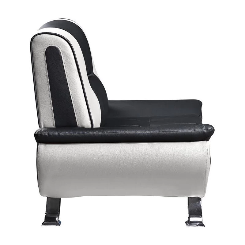 Lexicon Veloce Faux Leather Accent Chair In Black And White - Image 3