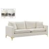 Naomi Velvet Sofa, Gold And Chrome Leg Set, Cream