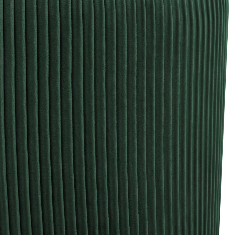 Round Pleated Golden Base Velvet Ottoman, Dark Green - Image 5