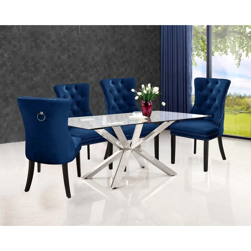 The Monarch Dining Chair, Navy, Velvet Set Of 2 - Image 6