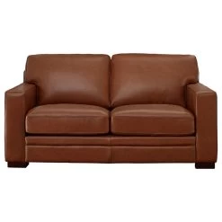 Hydeline Dillon Top Grain Leather Sofa Collection, Cinnamon Brown, Loveseat