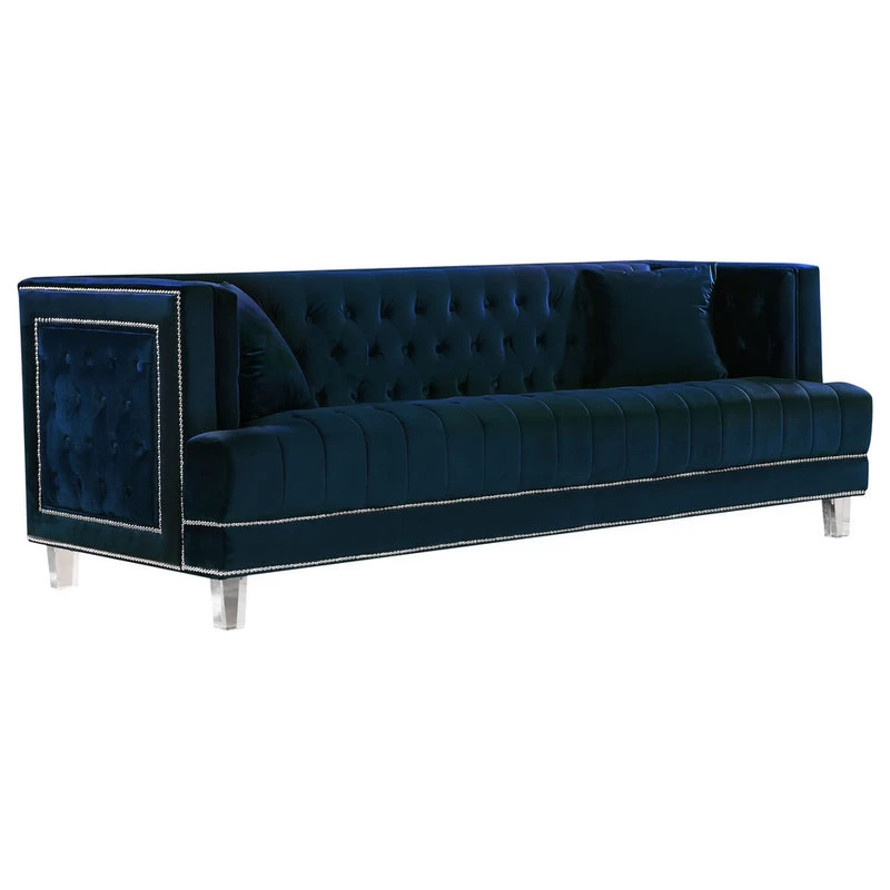 Lucas Velvet Sofa, Navy