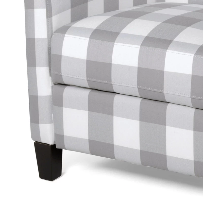 Bellagio Contemporary Fabric Upholstered Push Back Recliner, Gray Checkerboard/E - Image 5