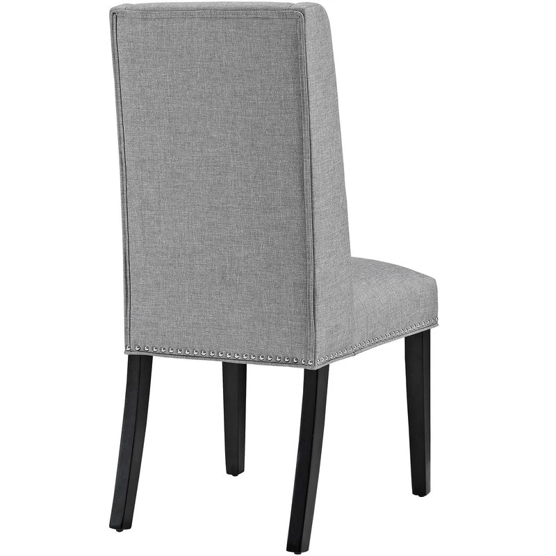 Baron Parsons Upholstered Fabric Dining Side Chair, Light Gray - Image 4