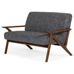 Modrest Candea Mid-Century Walnut And Gray Loveseat