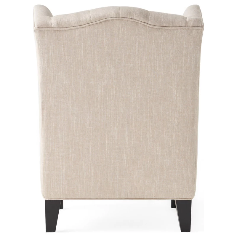 GDF Studio Clarice Tall Wingback Tufted Fabric Accent Chair, Light Beige - Image 5