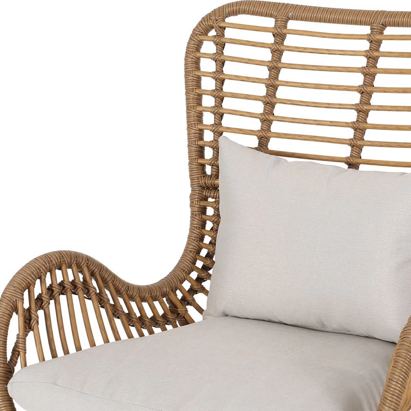 Gloria Indoor Wicker Club Chairs With Cushions, Set Of 2, Light Brown/Black/Beig - Image 4