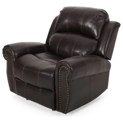 GDF Studio Harbor Brown Leather Glider Recliner Club Chair