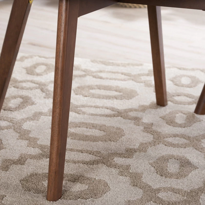 GDF Studio Caleb Mid-Century Walnut Finished Frame Dining Chairs, Set Of 2, Light Beige - Image 3