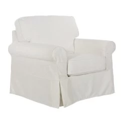 Ashton Chair With Ivory Beige Fabric Slip Cover