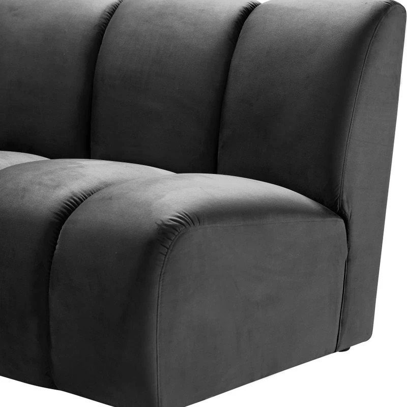 Infinity Channel Tufted Velvet Modular Chair, Gray, 5 Piece - Image 7